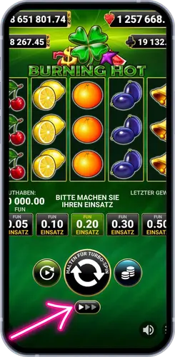Burning Hot Slot – Turbo-Spin-Taste zum Beschleunigen